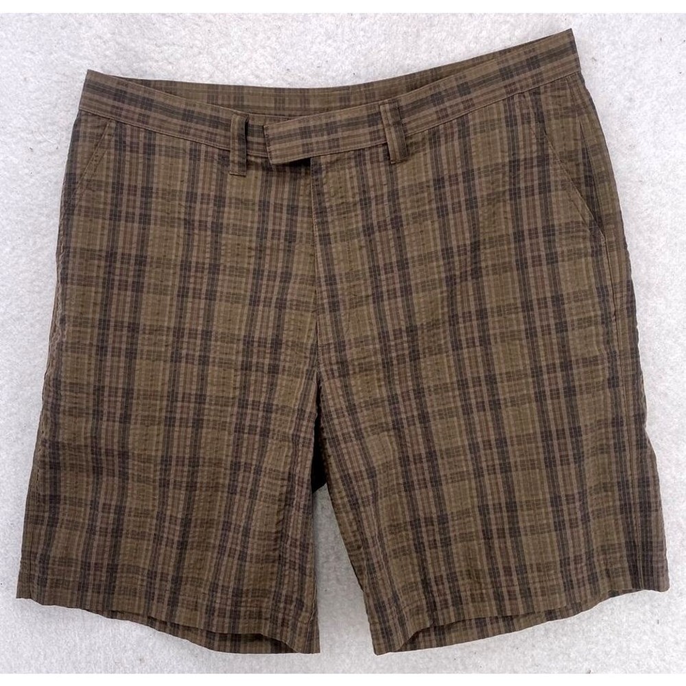 Patagonia Shorts Men Size 36 Organic Cotton Plaid Brown Casual Chino Flat Front